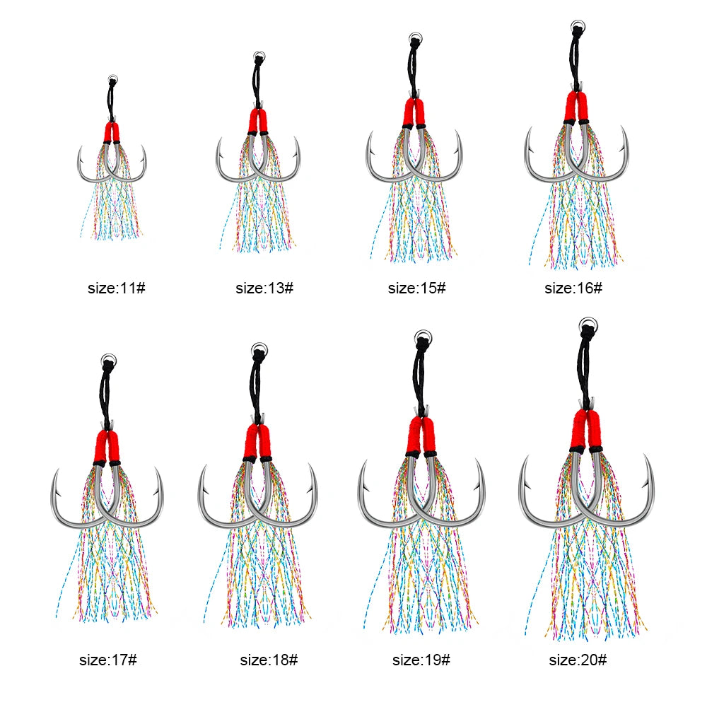 Fishing Hooks with multicolour Reflective Tassels