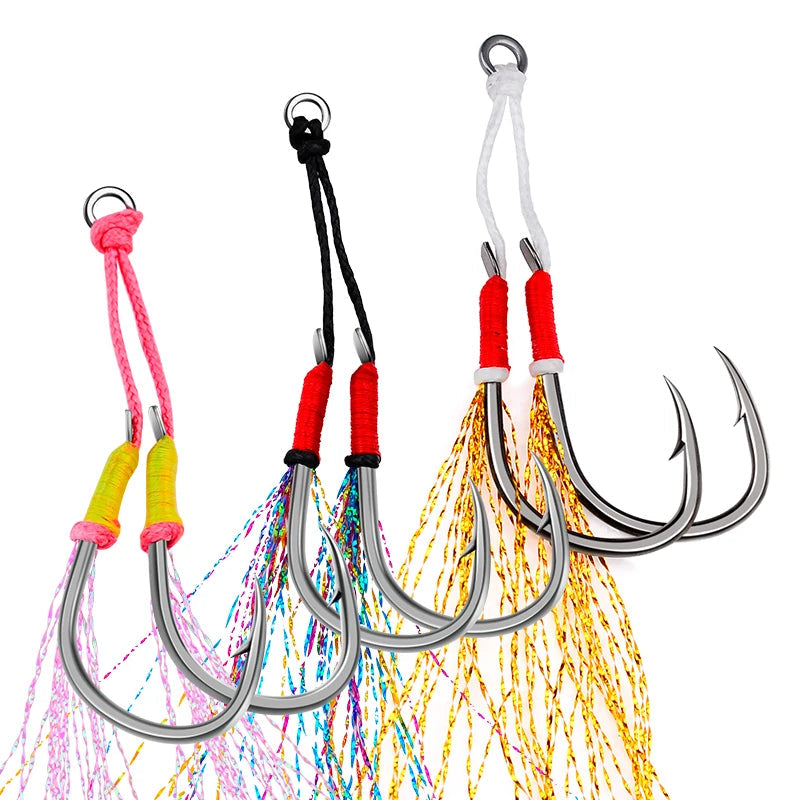 Fishing Hooks with multicolour Reflective Tassels