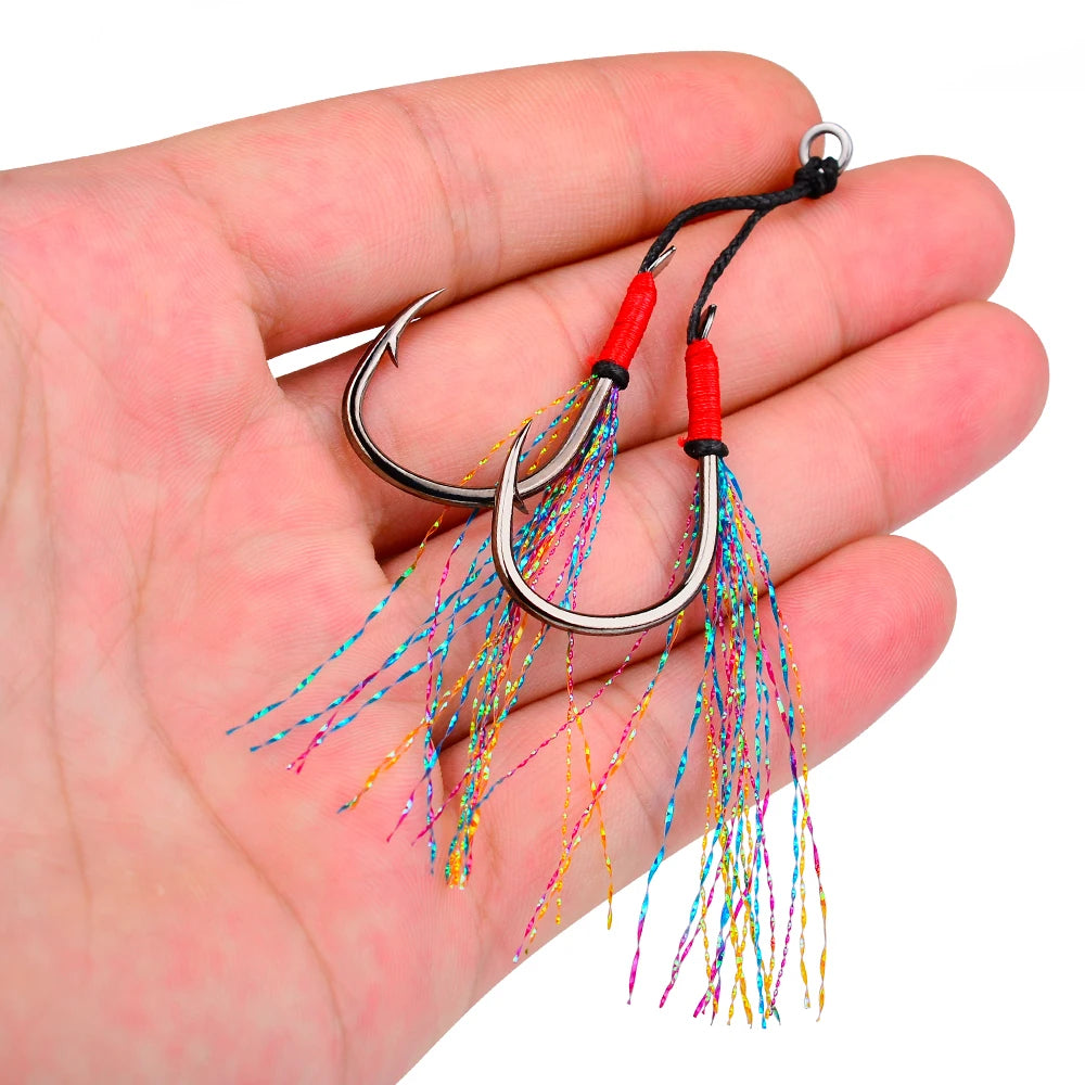 Fishing Hooks with multicolour Reflective Tassels