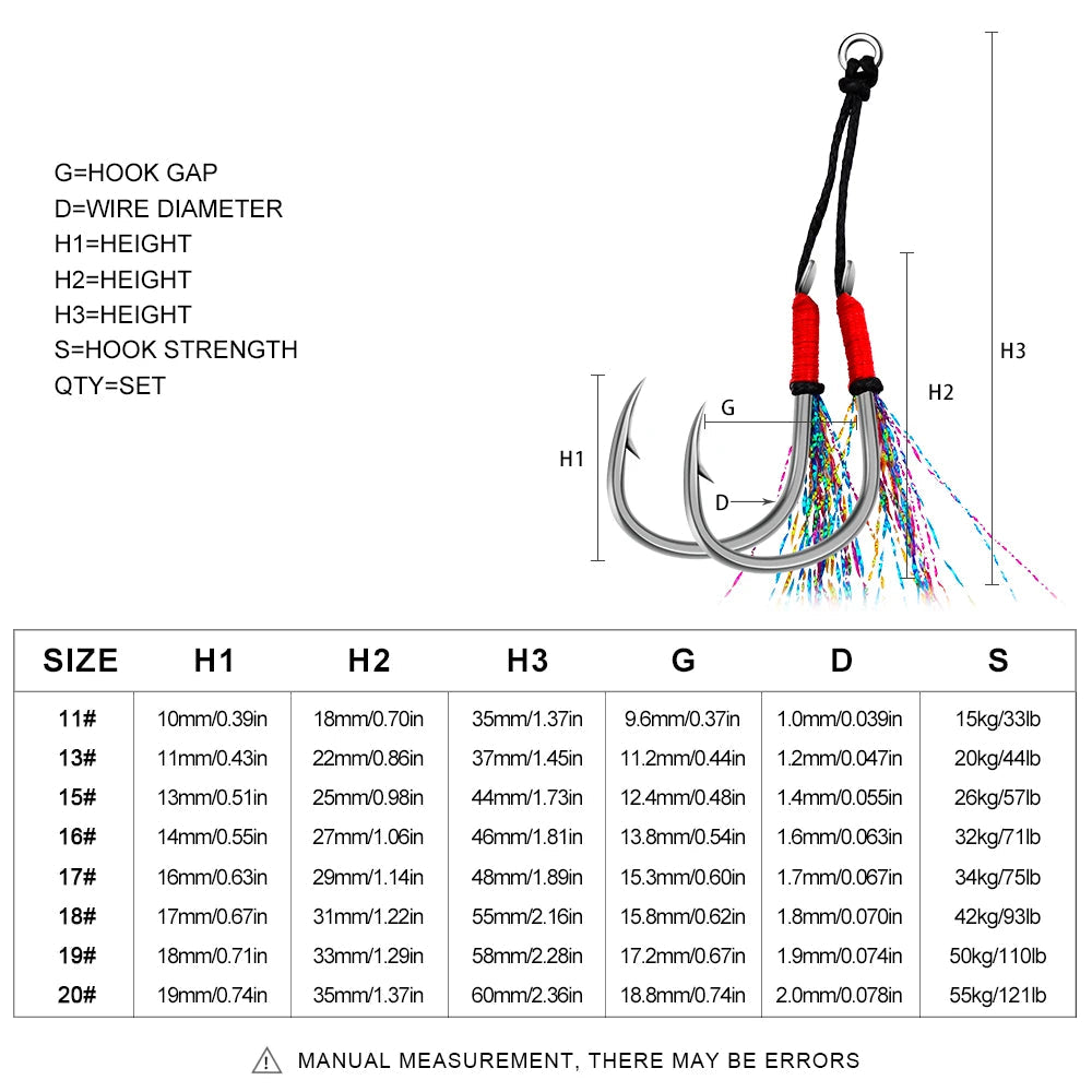 Fishing Hooks with multicolour Reflective Tassels