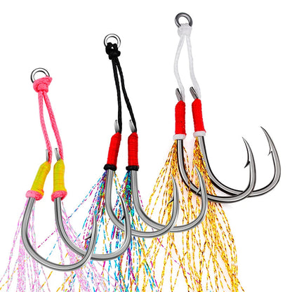 Fishing Hooks with multicolour Reflective Tassels